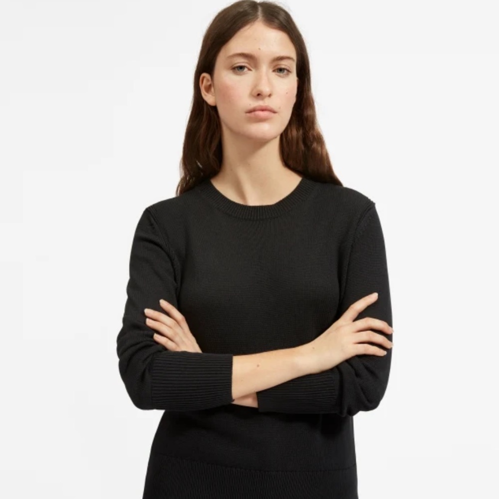 Everlane Soft Cotton Crew Neck Sweater Black Small